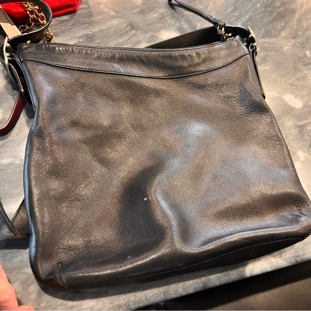 Coach black leather tote/crossbody bag